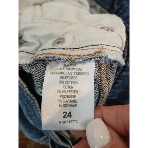 Re Done  frayed hem button fly skinny jeans. Wash-dusty destroy sz‎ 24 - Picture 7 of 10